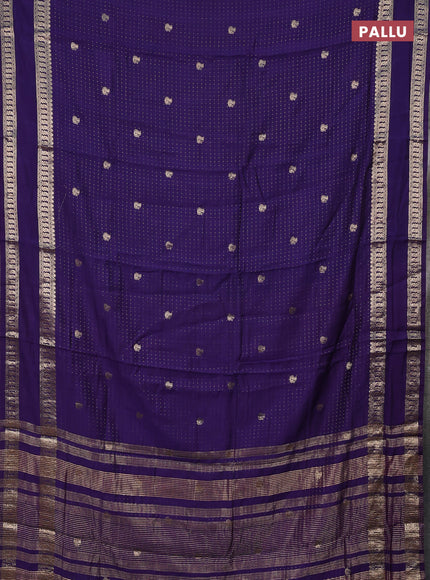 Semi chanderi saree navy blue and light pink with allover zari woven buttas and rettapet zari woven border