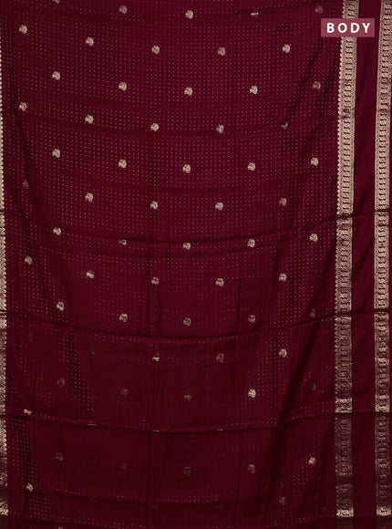 Semi chanderi saree deep maroon and green with allover zari woven buttas and rettapet zari woven border