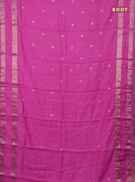 Semi chanderi saree light pink and yellow with allover zari woven buttas and rettapet zari woven border
