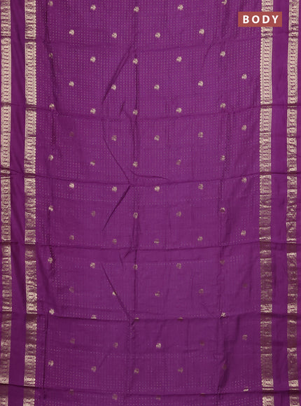 Semi chanderi saree purple and green with allover zari woven buttas and rettapet zari woven border
