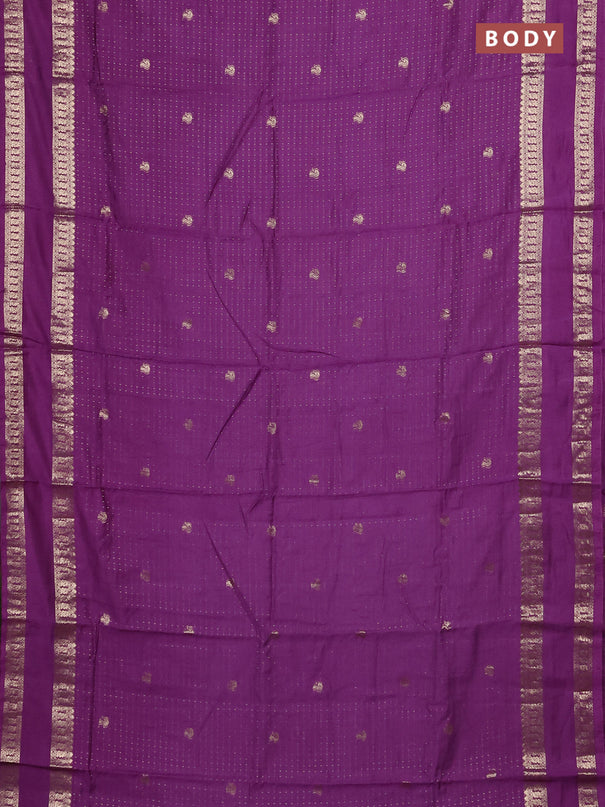 Semi chanderi saree purple and green with allover zari woven buttas and rettapet zari woven border