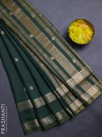 Semi chanderi saree green and rust shade with allover zari woven buttas and rettapet zari woven border