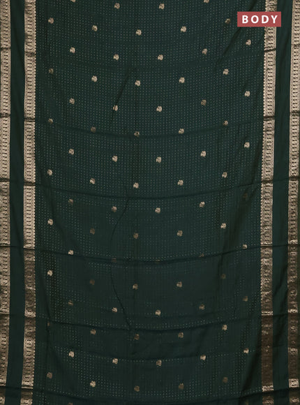 Semi chanderi saree green and rust shade with allover zari woven buttas and rettapet zari woven border