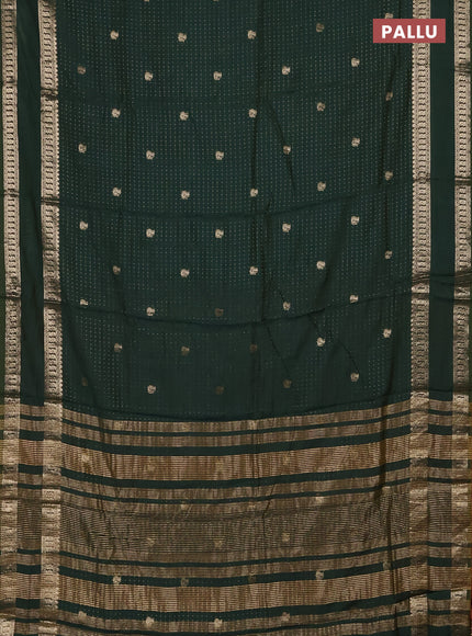 Semi chanderi saree green and rust shade with allover zari woven buttas and rettapet zari woven border
