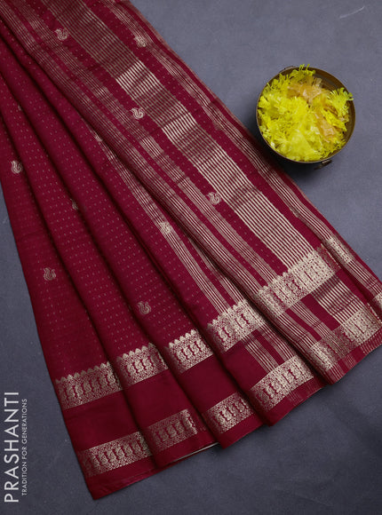 Semi chanderi saree red and black with allover zari woven buttas and rettapet zari woven border