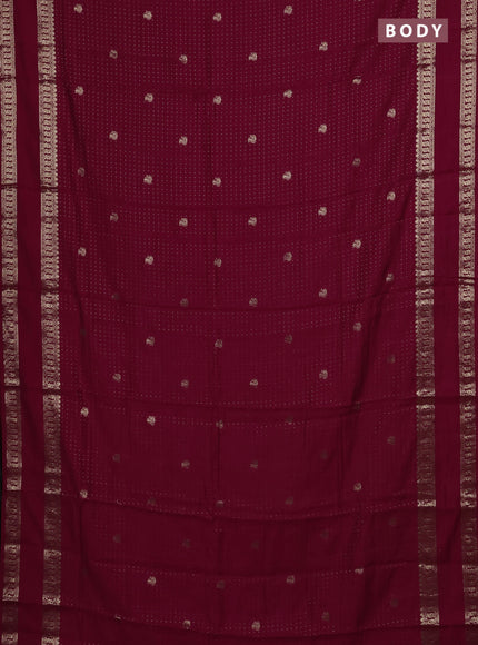 Semi chanderi saree red and black with allover zari woven buttas and rettapet zari woven border