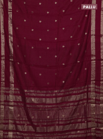 Semi chanderi saree red and black with allover zari woven buttas and rettapet zari woven border