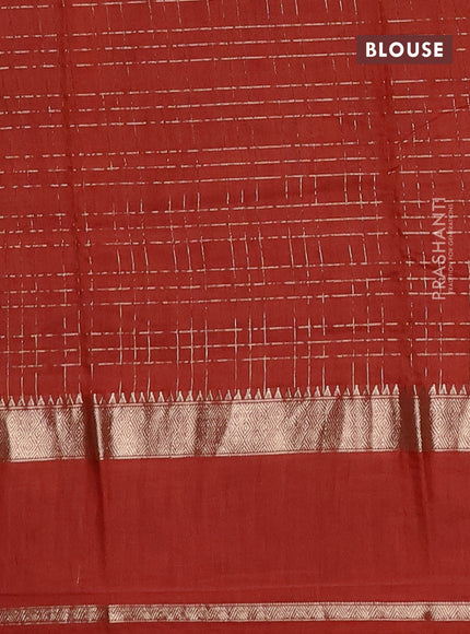 Semi chanderi saree violet and rust shade with allover zari checked pattern and rettapet zari woven border