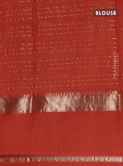 Semi chanderi saree deep wine and rust shade with allover zari checked pattern and rettapet zari woven border