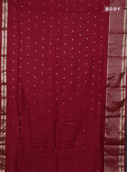 Semi chanderi saree red and green with allover zari woven buttas and long zari woven border
