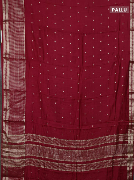 Semi chanderi saree red and green with allover zari woven buttas and long zari woven border