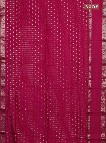 Semi chanderi saree light pink and violet with allover zari stripe & buttas and rettapet zari woven border