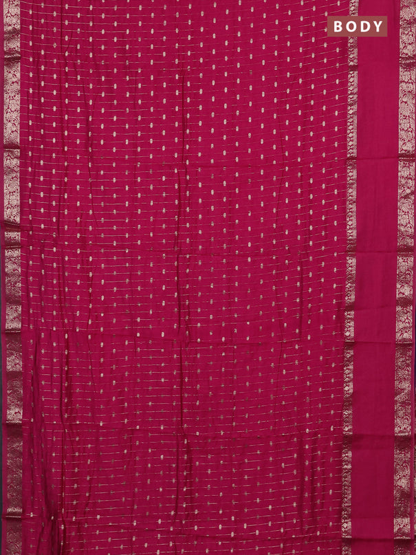 Semi chanderi saree light pink and violet with allover zari stripe & buttas and rettapet zari woven border