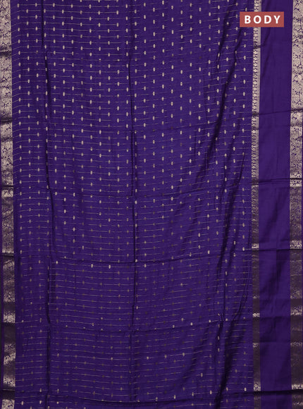 Semi chanderi saree violet and rustic orange with allover zari stripe & buttas and rettapet zari woven border