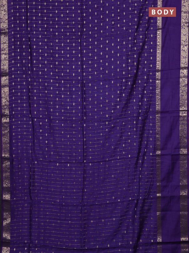 Semi chanderi saree violet and rustic orange with allover zari stripe & buttas and rettapet zari woven border