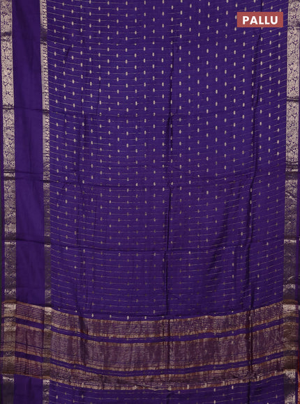 Semi chanderi saree violet and rustic orange with allover zari stripe & buttas and rettapet zari woven border