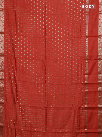 Semi chanderi saree rustic orange and deep maroon with allover zari stripe & buttas and rettapet zari woven border