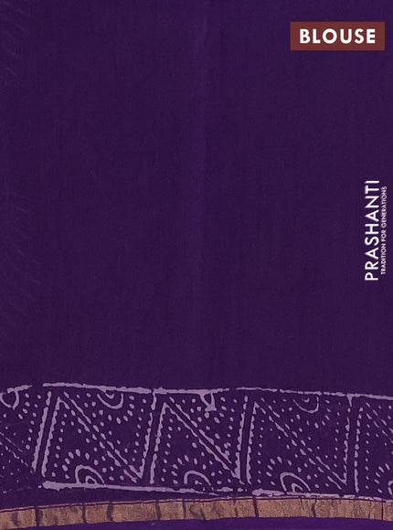 Chanderi Bagru saree violet with allover butta prints and small zari woven border