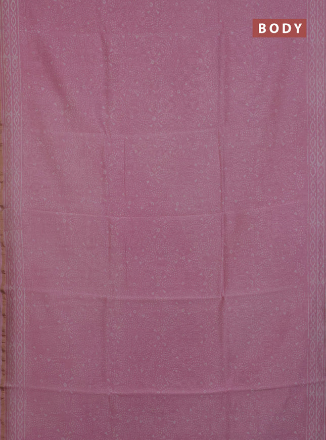 Chanderi Bagru saree light pink with allover prints and small zari woven border