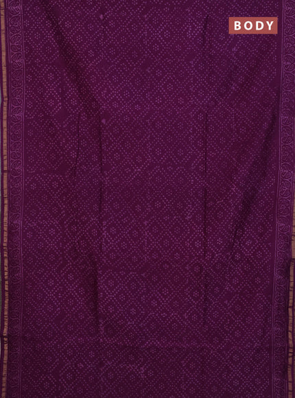 Chanderi Bagru saree violet with allover butta prints and small zari woven border