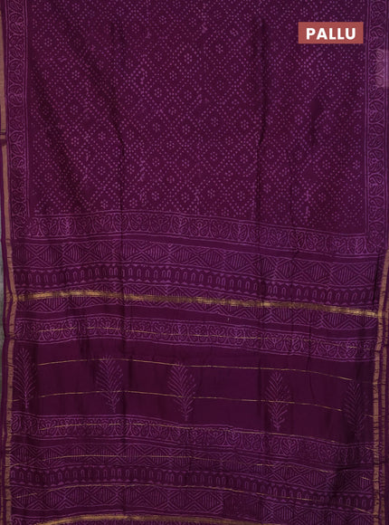 Chanderi Bagru saree violet with allover butta prints and small zari woven border