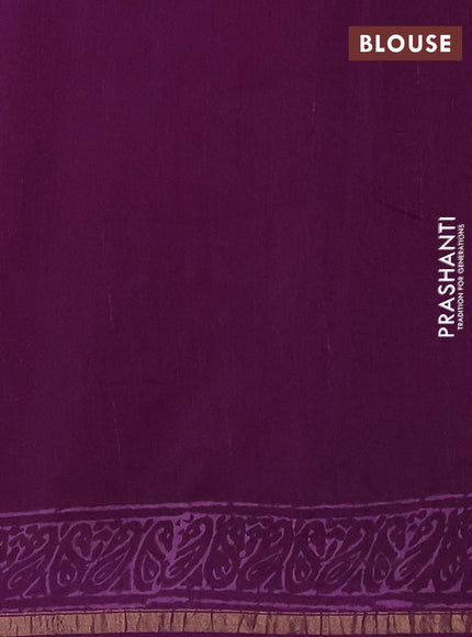 Chanderi Bagru saree violet with allover butta prints and small zari woven border