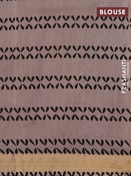 Chanderi Bagru saree maroon and beige with plain body and mageshwari border
