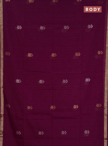 Jamdhani cotton saree purple with allover silver & zari woven buttas and jamdhani pallu