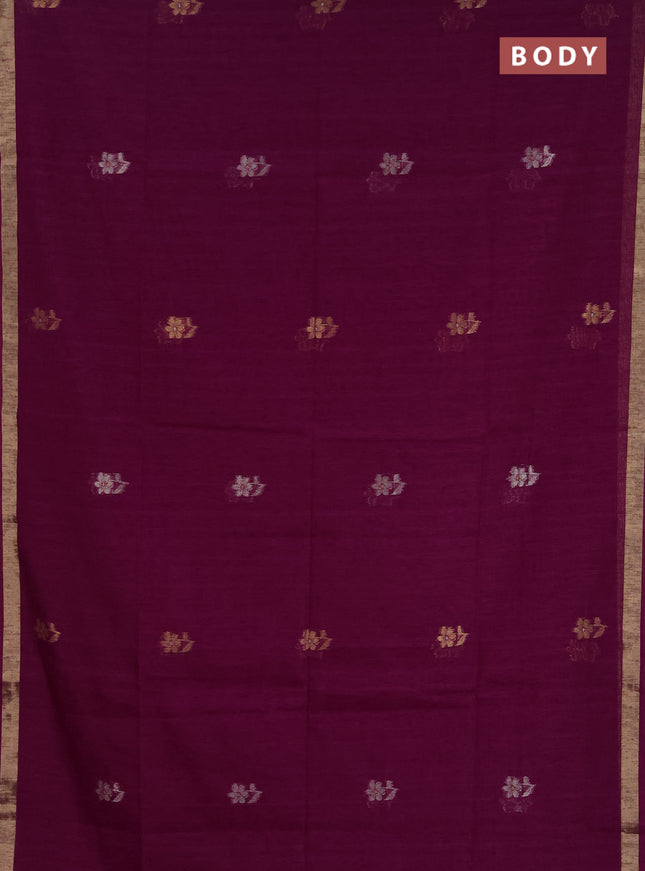 Jamdhani cotton saree purple with allover silver & zari woven buttas and jamdhani pallu