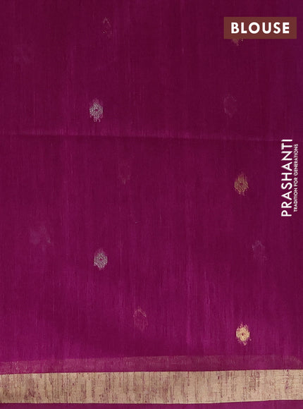 Jamdhani cotton saree purple with allover silver & zari woven buttas and jamdhani pallu