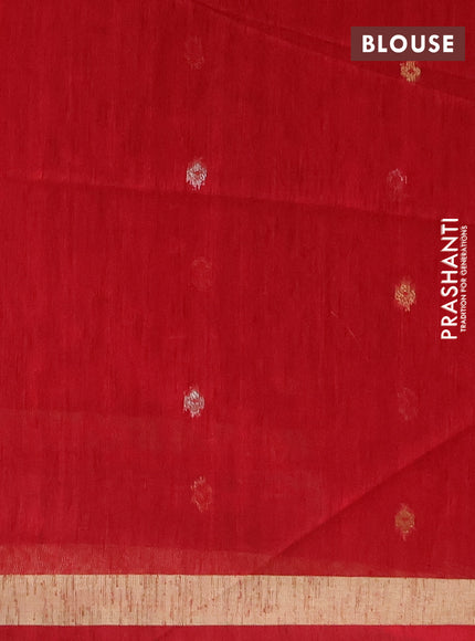 Jamdhani cotton saree red with allover silver & zari woven buttas and jamdhani pallu