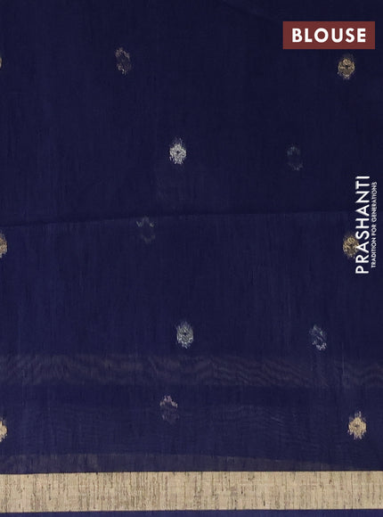 Jamdhani cotton saree navy blue with allover silver & zari woven buttas and jamdhani pallu