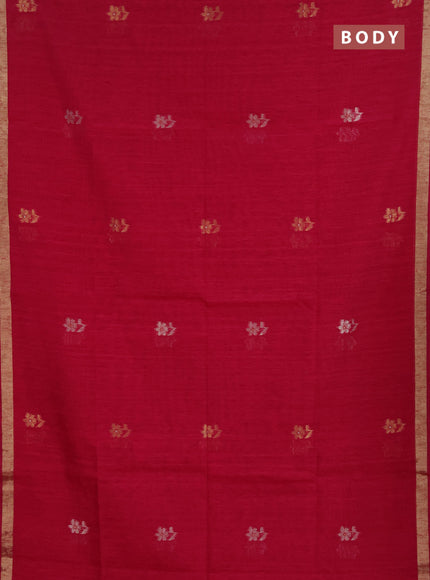 Jamdhani cotton saree dark pink with allover silver & zari woven buttas and jamdhani pallu