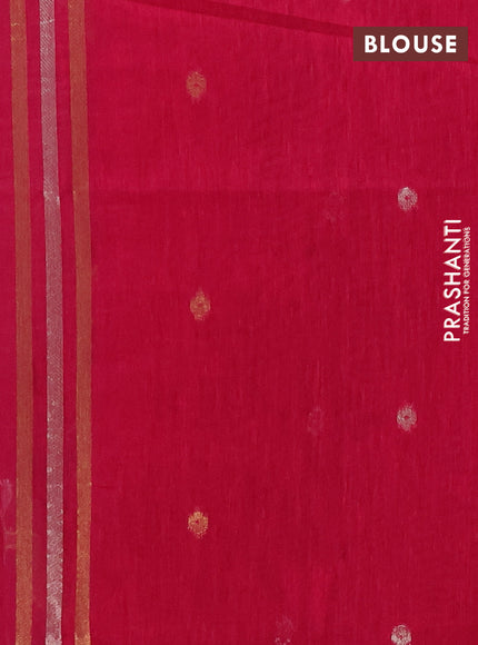 Jamdhani cotton saree dark pink with allover silver & zari woven buttas and jamdhani pallu