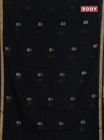 Jamdhani cotton saree black with allover silver & zari woven buttas and jamdhani pallu