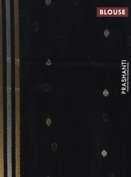 Jamdhani cotton saree black with allover silver & zari woven buttas and jamdhani pallu