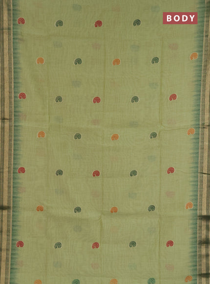 Jamdhani cotton saree pista green and green with allover thread woven buttas and jamdhani pallu