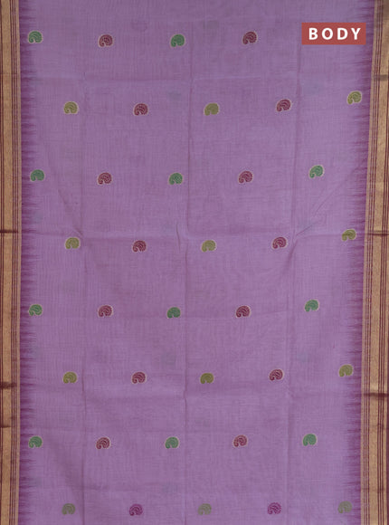 Jamdhani cotton saree lavender and purple with allover thread woven buttas and jamdhani pallu