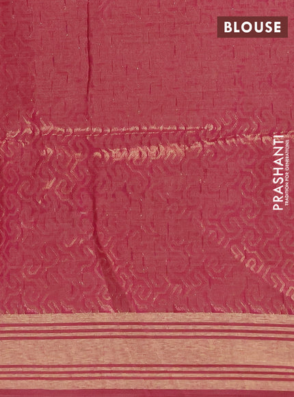 Jamdhani cotton saree peach shade and pink with allover thread woven buttas and jamdhani pallu