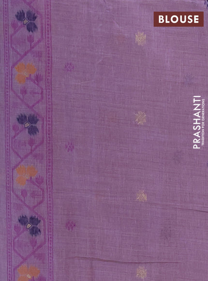Jamdhani cotton saree lavender with allover thread weaves and jamdhani pallu