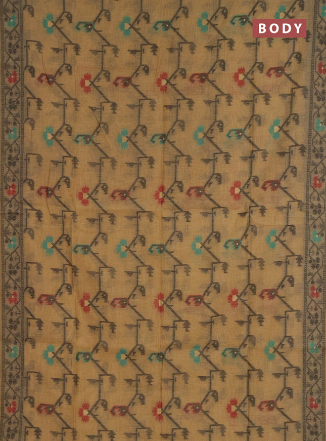 Jamdhani cotton saree sandal with allover thread weaves and jamdhani pallu