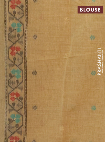 Jamdhani cotton saree sandal with allover thread weaves and jamdhani pallu