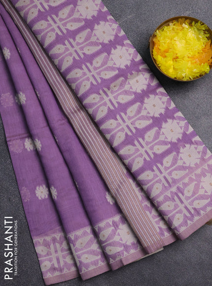 Jamdhani cotton saree lavender with allover thread woven buttas and jamdhani pallu