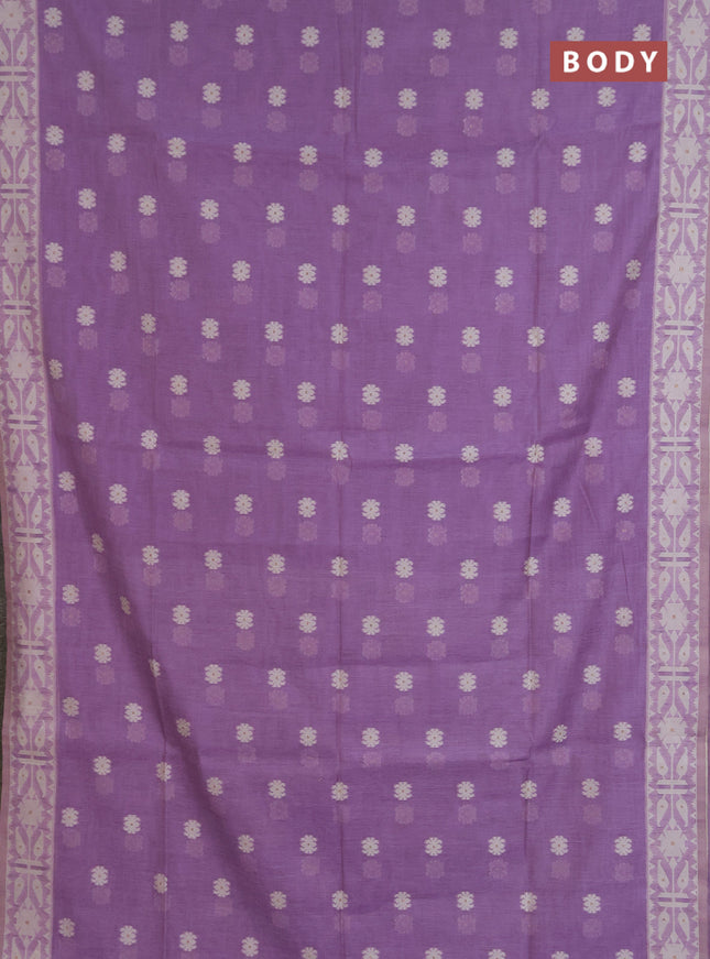 Jamdhani cotton saree lavender with allover thread woven buttas and jamdhani pallu