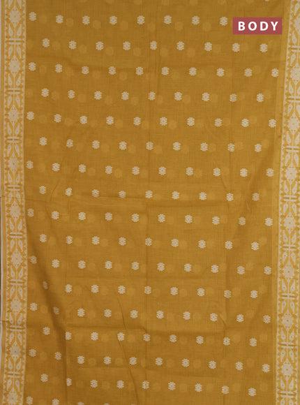 Jamdhani cotton saree mustard yellow with allover thread woven buttas and jamdhani pallu