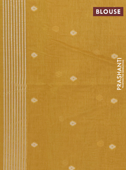 Jamdhani cotton saree mustard yellow with allover thread woven buttas and jamdhani pallu