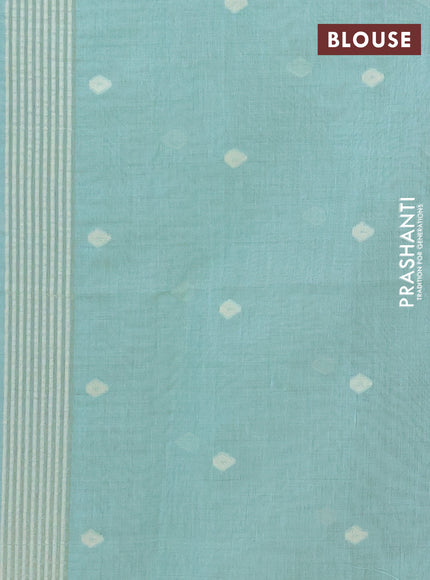 Jamdhani cotton saree teal blue with allover thread woven buttas and jamdhani pallu