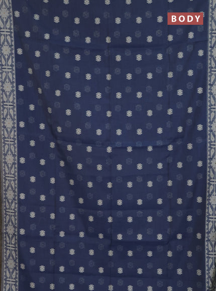Jamdhani cotton saree blue shade with allover thread woven buttas and jamdhani pallu