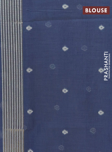 Jamdhani cotton saree blue shade with allover thread woven buttas and jamdhani pallu