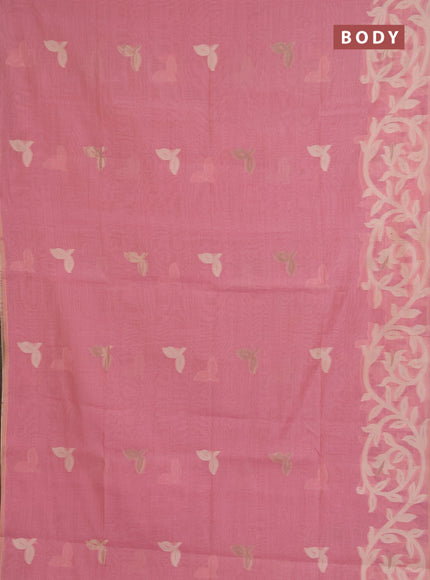 Jamdhani cotton saree peach pink with allover thread & zari woven buttas and jamdhani pallu